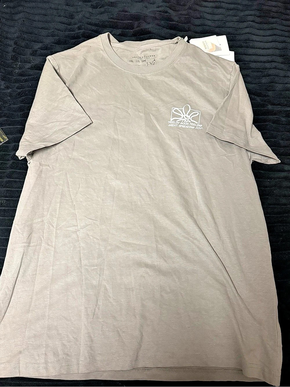 Denim & Flower Graphic Short Sleeve Tee in Gray NWT